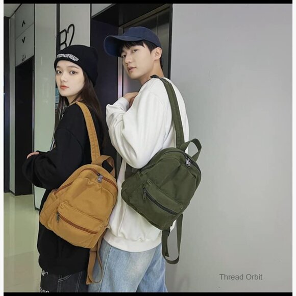 Mini Canvas Backpack Purse with Multiple Pockets for Women and Teens